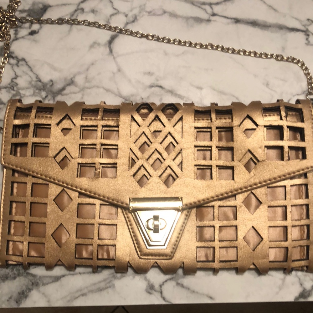 MMS Design Studio Metallic Gold Geo Cutout Bag